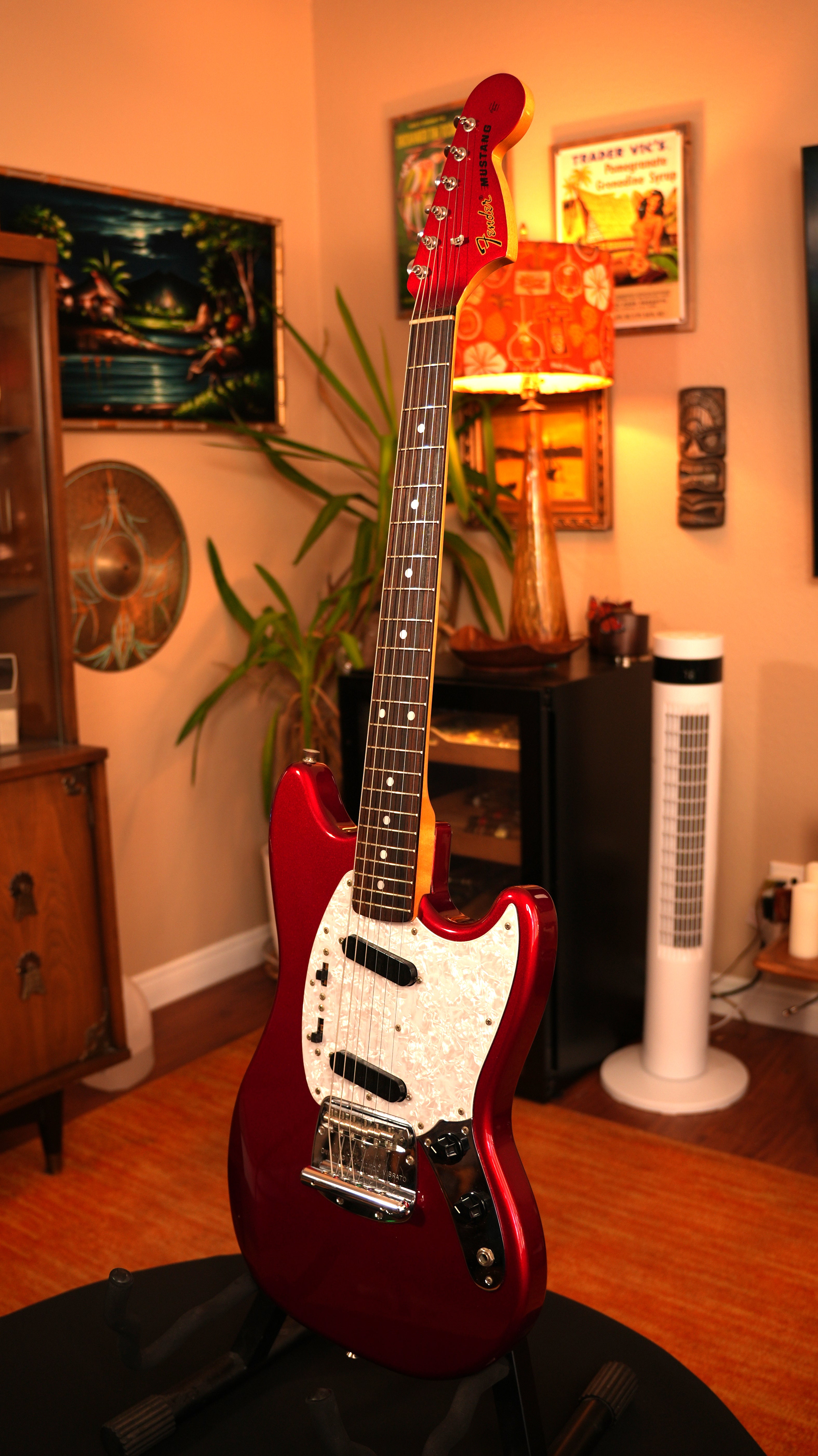 2008 Fender MG-69 Mustang Reissue MIJ – Candy Apple Red w/ Matching Headstock & Gig Bag