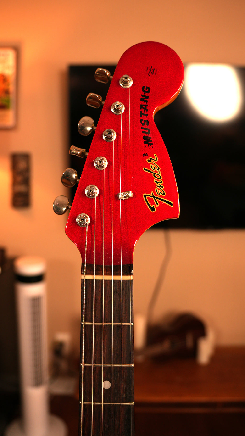 2008 Fender MG-69 Mustang Reissue MIJ – Candy Apple Red w/ Matching Headstock & Gig Bag