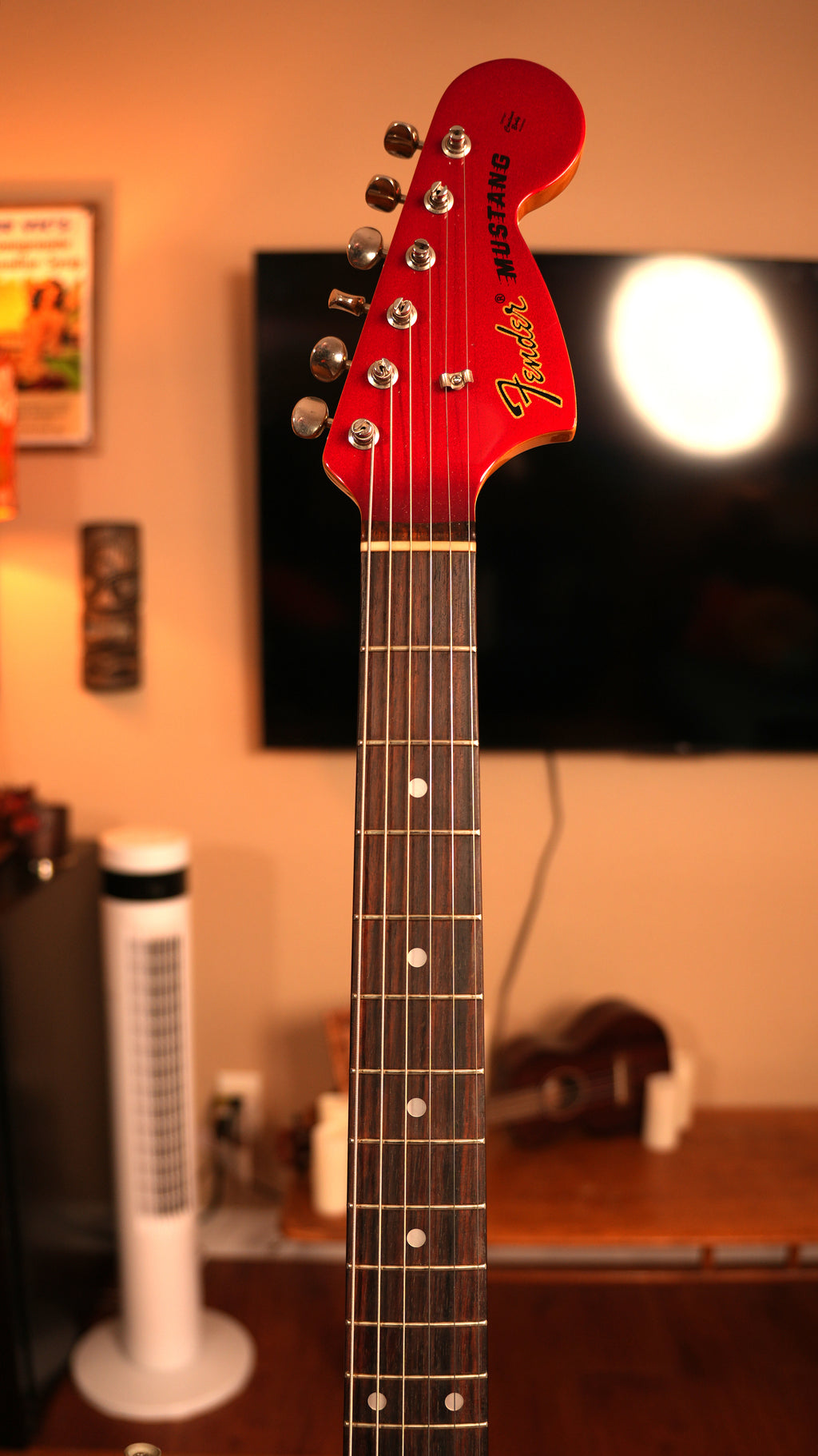 2008 Fender MG-69 Mustang Reissue MIJ – Candy Apple Red w/ Matching Headstock & Gig Bag