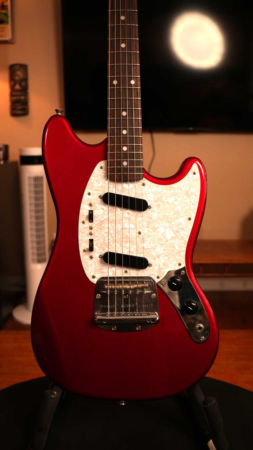 2008 Fender MG-69 Mustang Reissue MIJ – Candy Apple Red w/ Matching Headstock & Gig Bag
