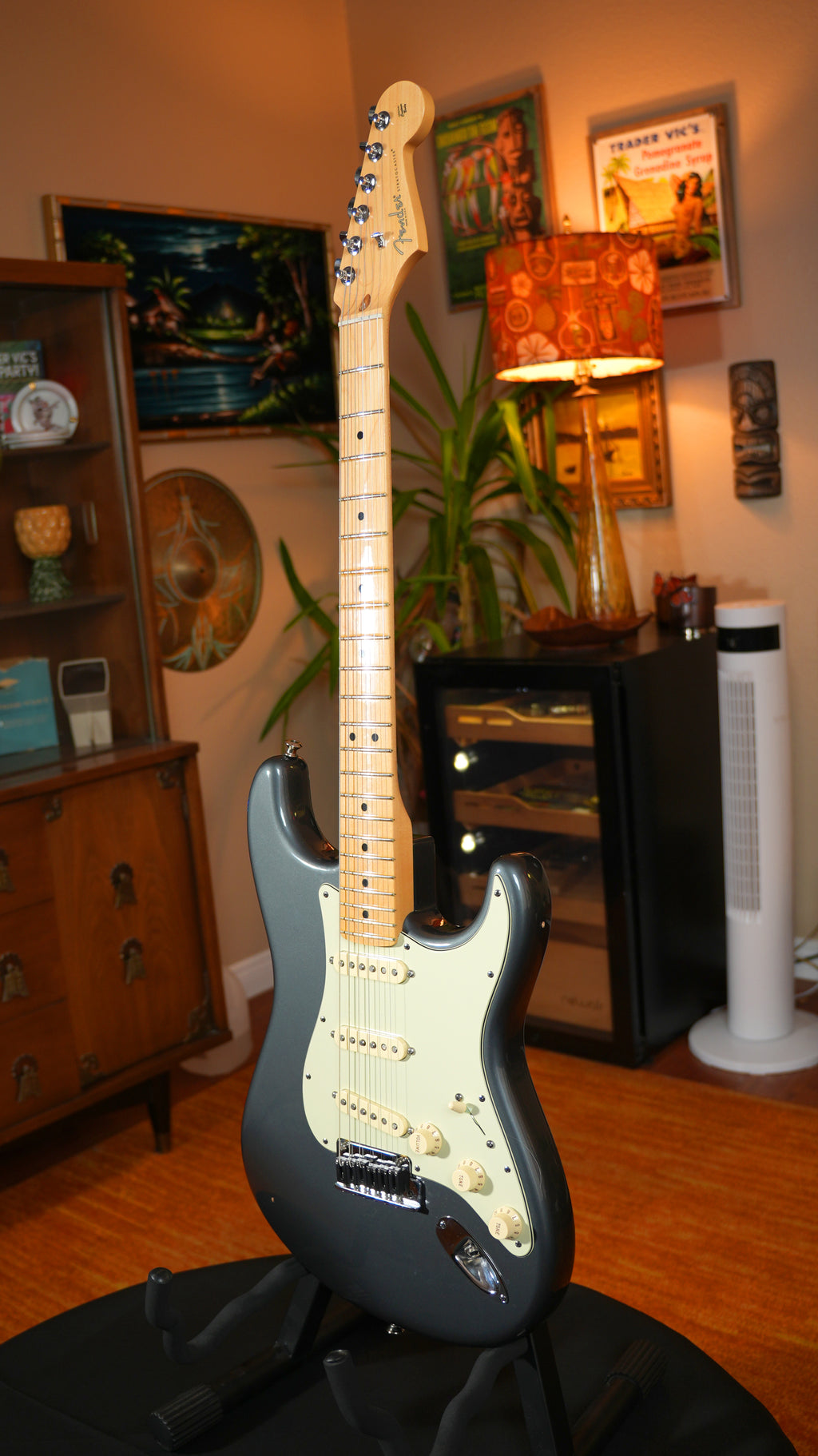 2012 Fender American Standard Stratocaster – Charcoal Frost Metallic (7.3 lbs) w/ CS Pickups & TSA OHSC