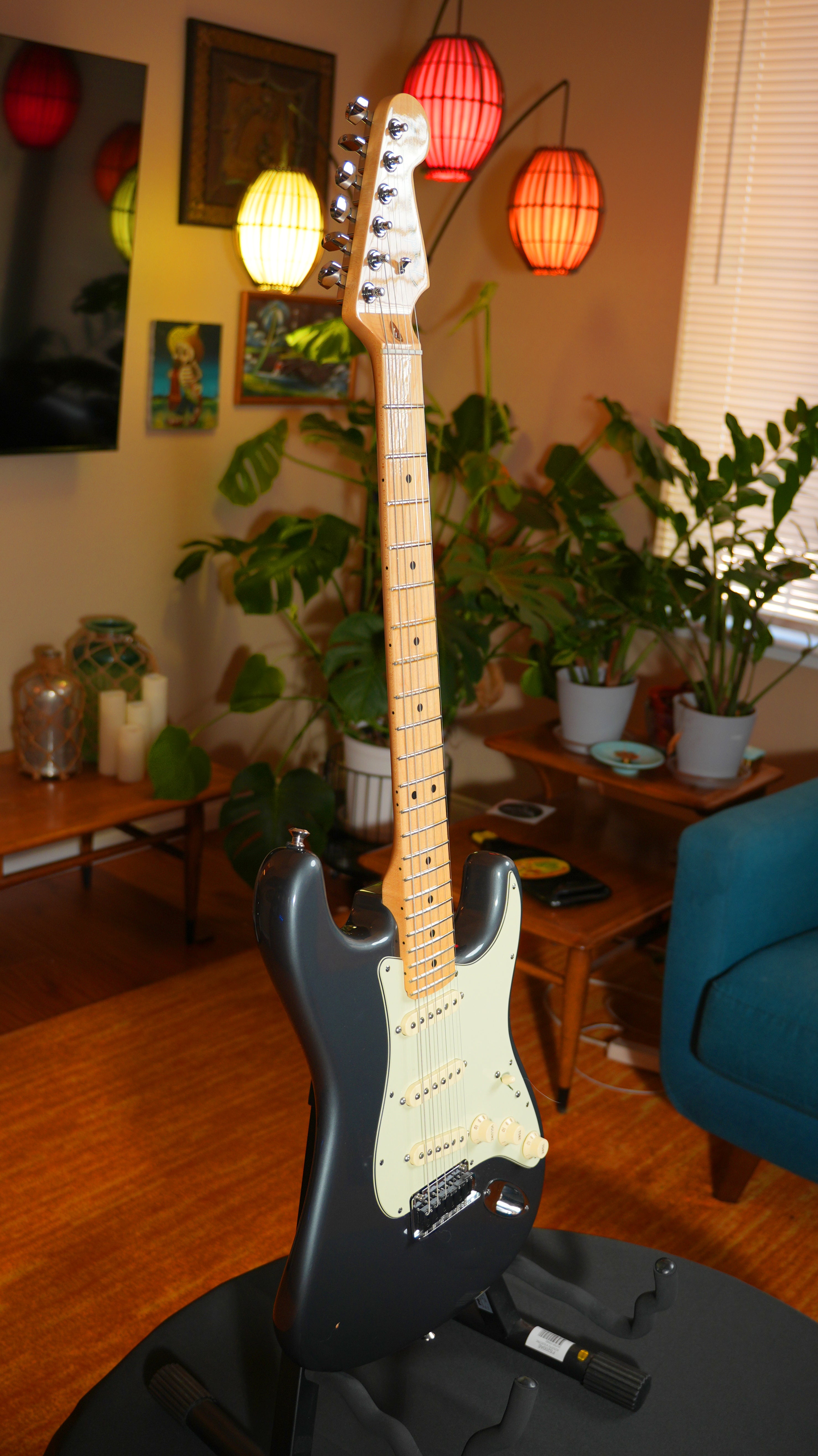 2012 Fender American Standard Stratocaster – Charcoal Frost Metallic (7.3 lbs) w/ CS Pickups & TSA OHSC