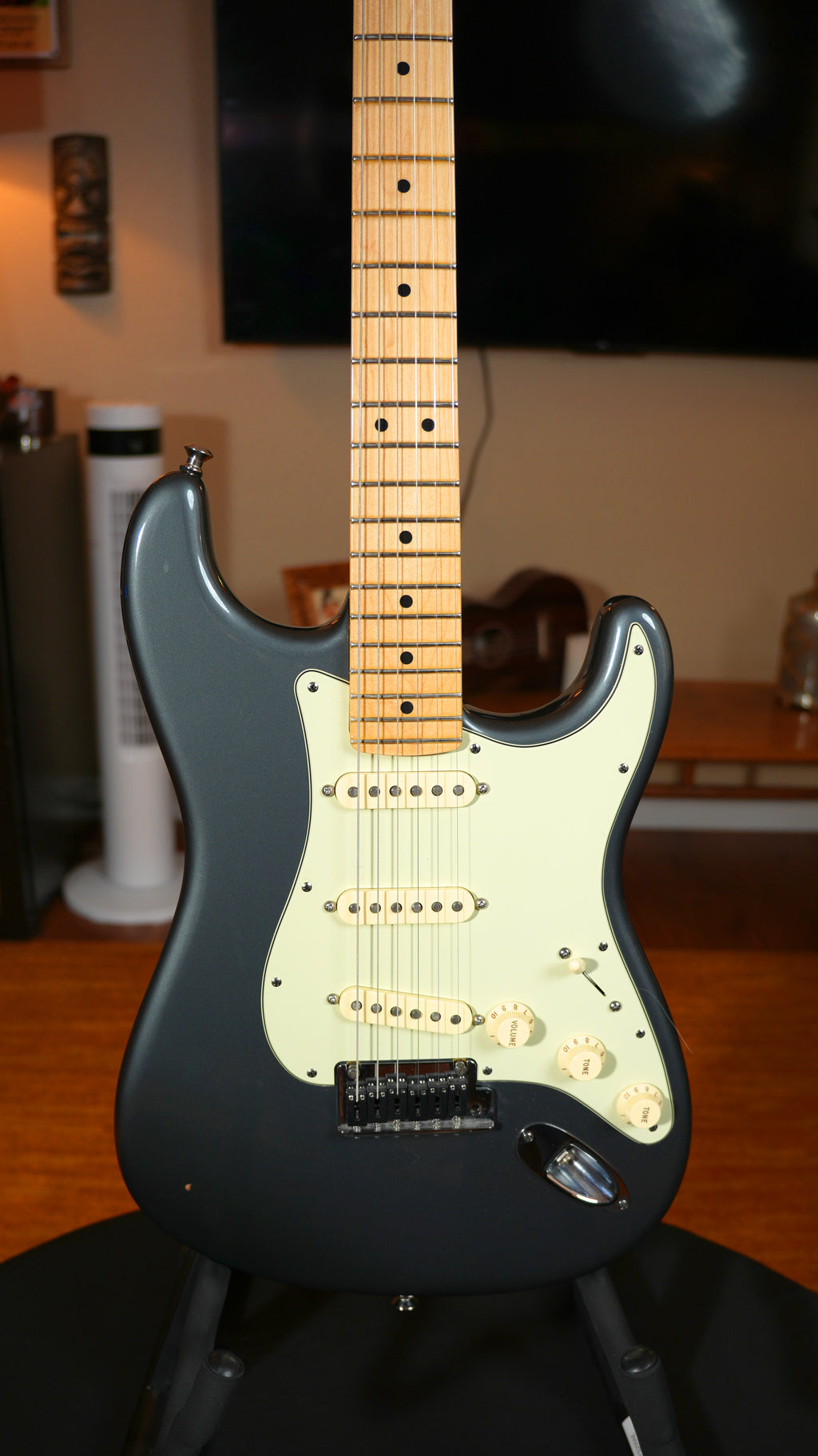 2012 Fender American Standard Stratocaster – Charcoal Frost Metallic (7.3 lbs) w/ CS Pickups & TSA OHSC
