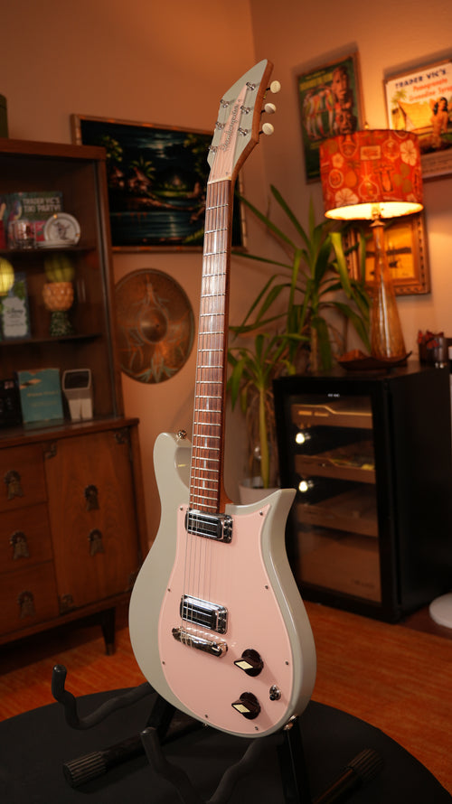 2013 Hamburguitar Custom "Crescent Wave" George Harrison Tribute – Pale Grey & Pastel Pink w/ Custom Rickenbacker Pickups & Hardshell Case