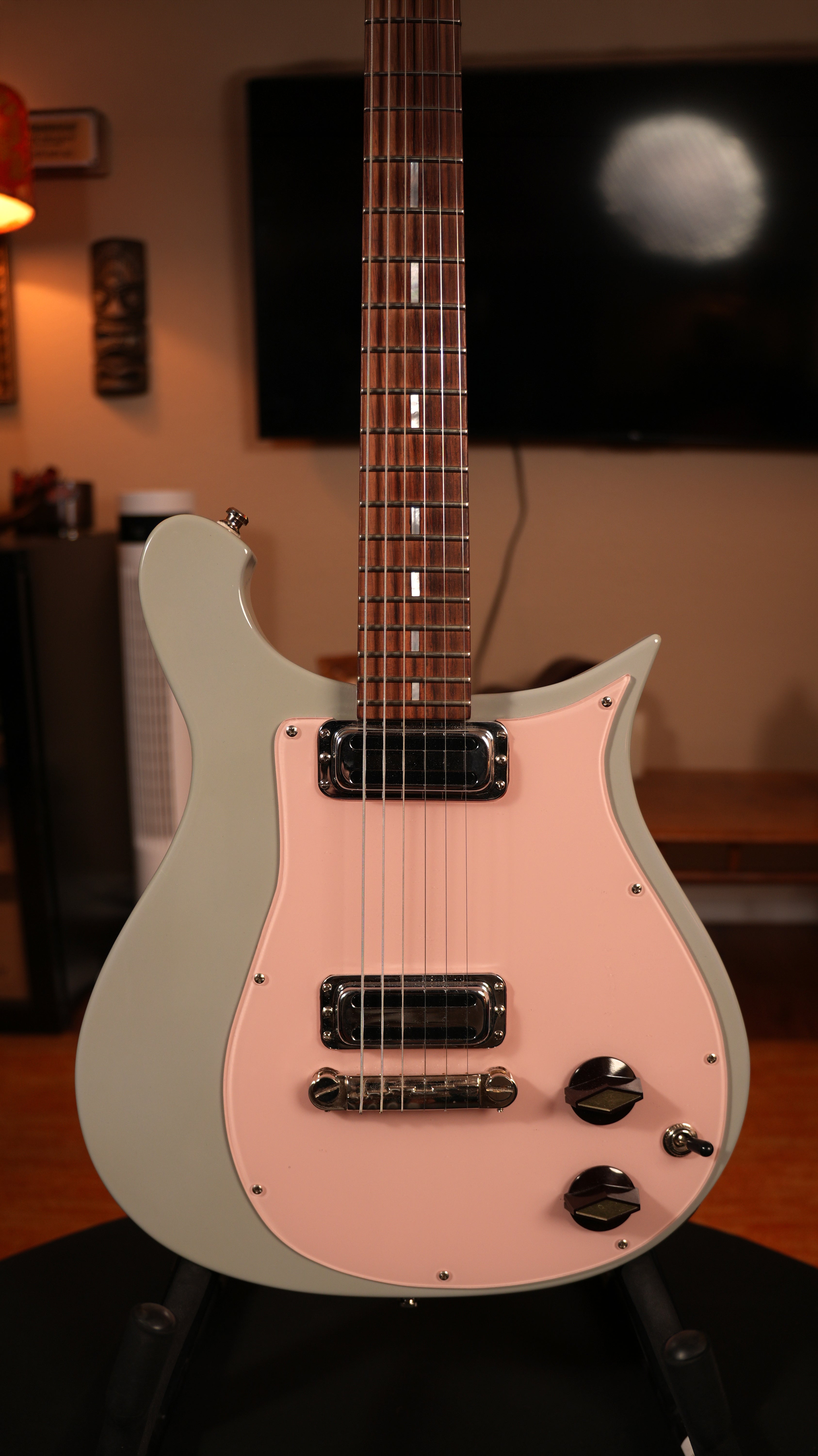 2013 Hamburguitar Custom "Crescent Wave" George Harrison Tribute – Pale Grey & Pastel Pink w/ Custom Rickenbacker Pickups & Hardshell Case