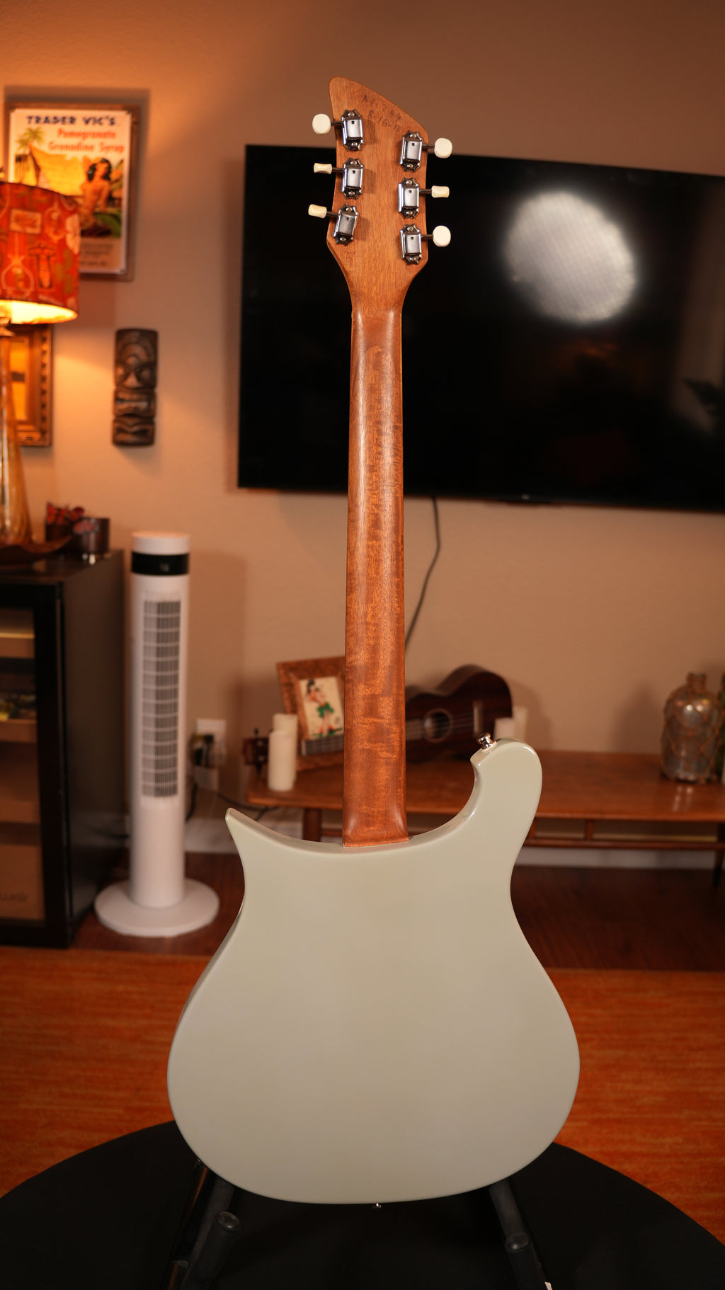 2013 Hamburguitar Custom "Crescent Wave" George Harrison Tribute – Pale Grey & Pastel Pink w/ Custom Rickenbacker Pickups & Hardshell Case