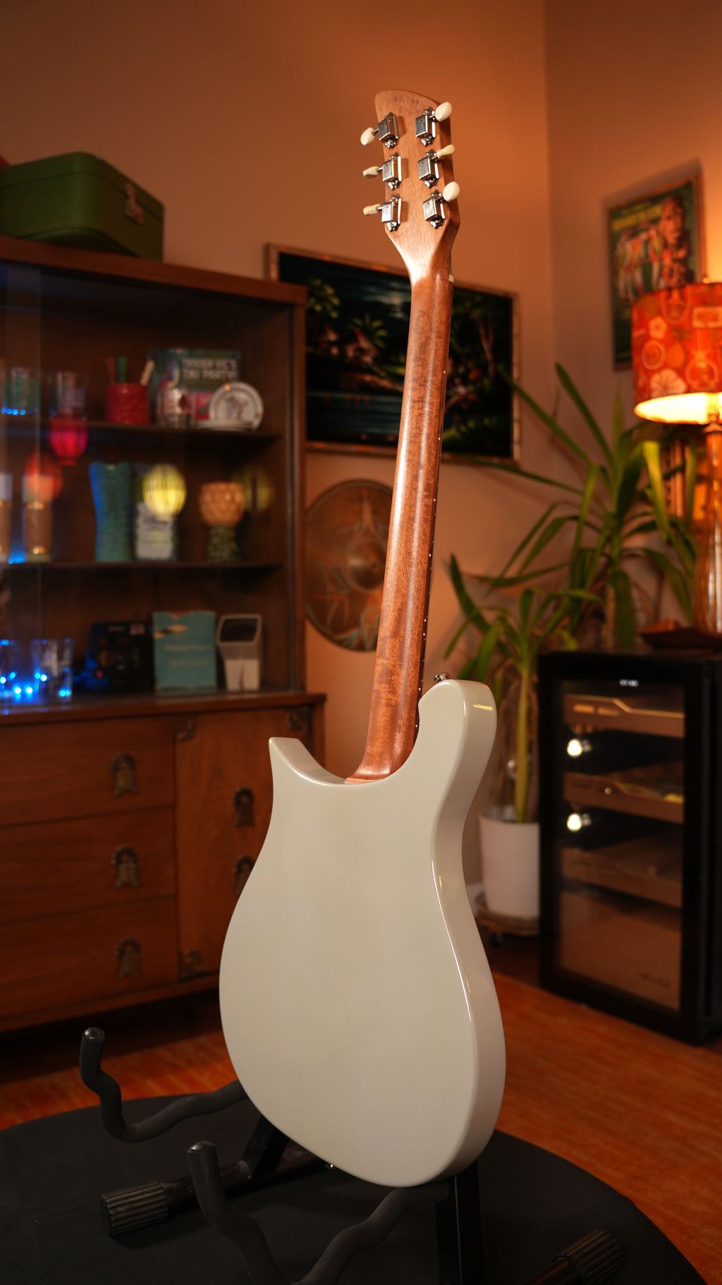 2013 Hamburguitar Custom "Crescent Wave" George Harrison Tribute – Pale Grey & Pastel Pink w/ Custom Rickenbacker Pickups & Hardshell Case