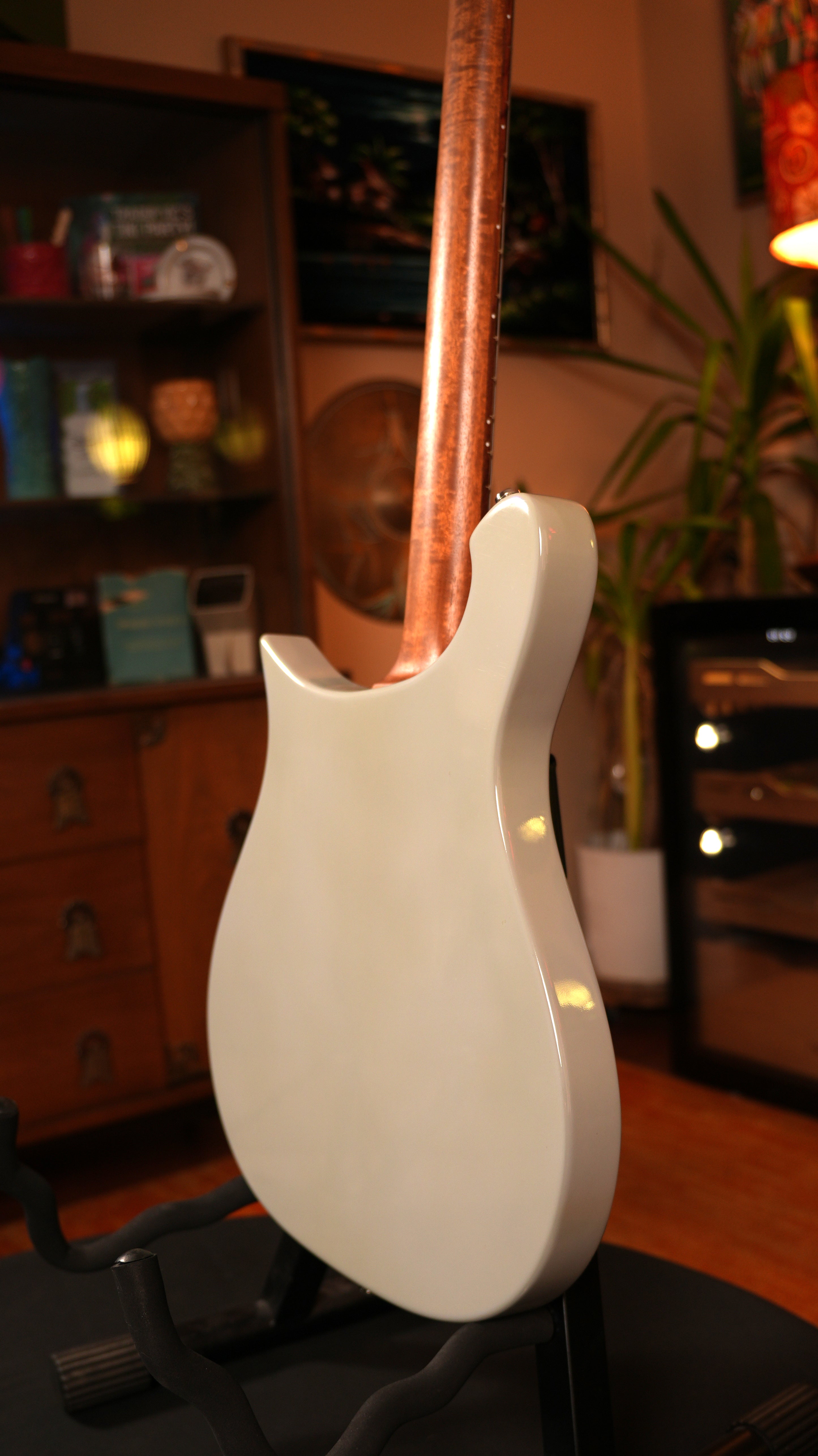 2013 Hamburguitar Custom "Crescent Wave" George Harrison Tribute – Pale Grey & Pastel Pink w/ Custom Rickenbacker Pickups & Hardshell Case