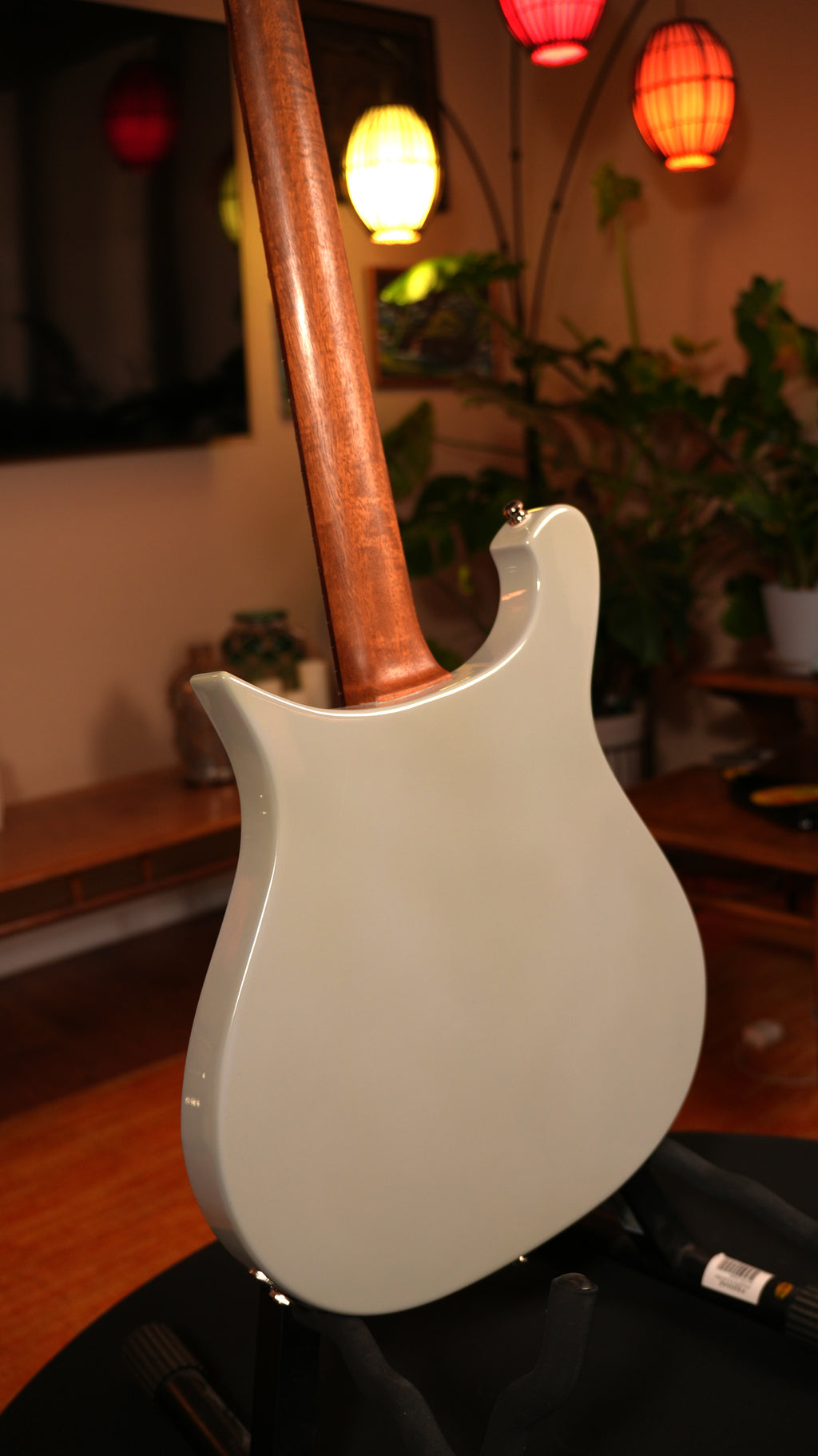 2013 Hamburguitar Custom "Crescent Wave" George Harrison Tribute – Pale Grey & Pastel Pink w/ Custom Rickenbacker Pickups & Hardshell Case