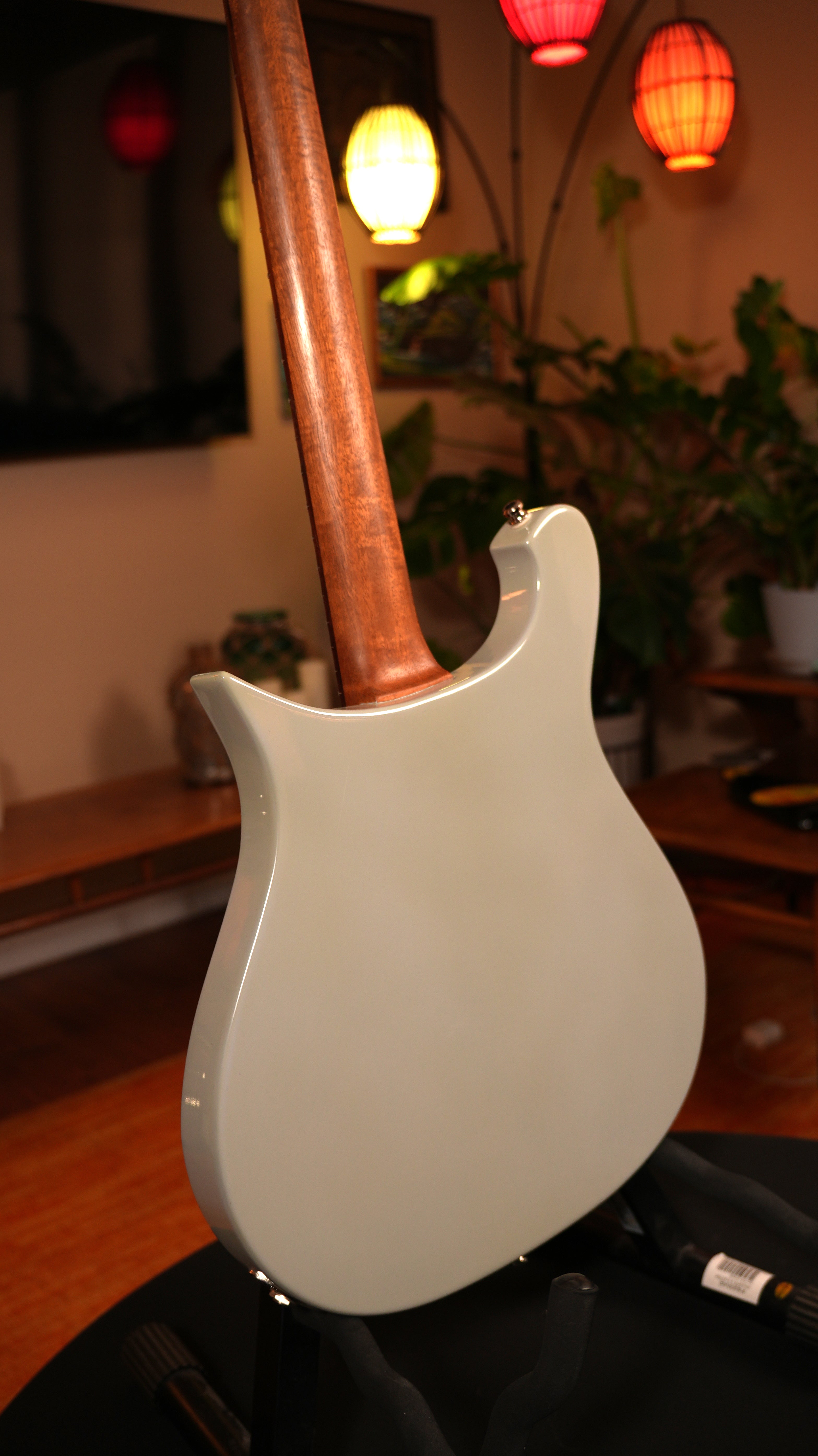 2013 Hamburguitar Custom "Crescent Wave" George Harrison Tribute – Pale Grey & Pastel Pink w/ Custom Rickenbacker Pickups & Hardshell Case