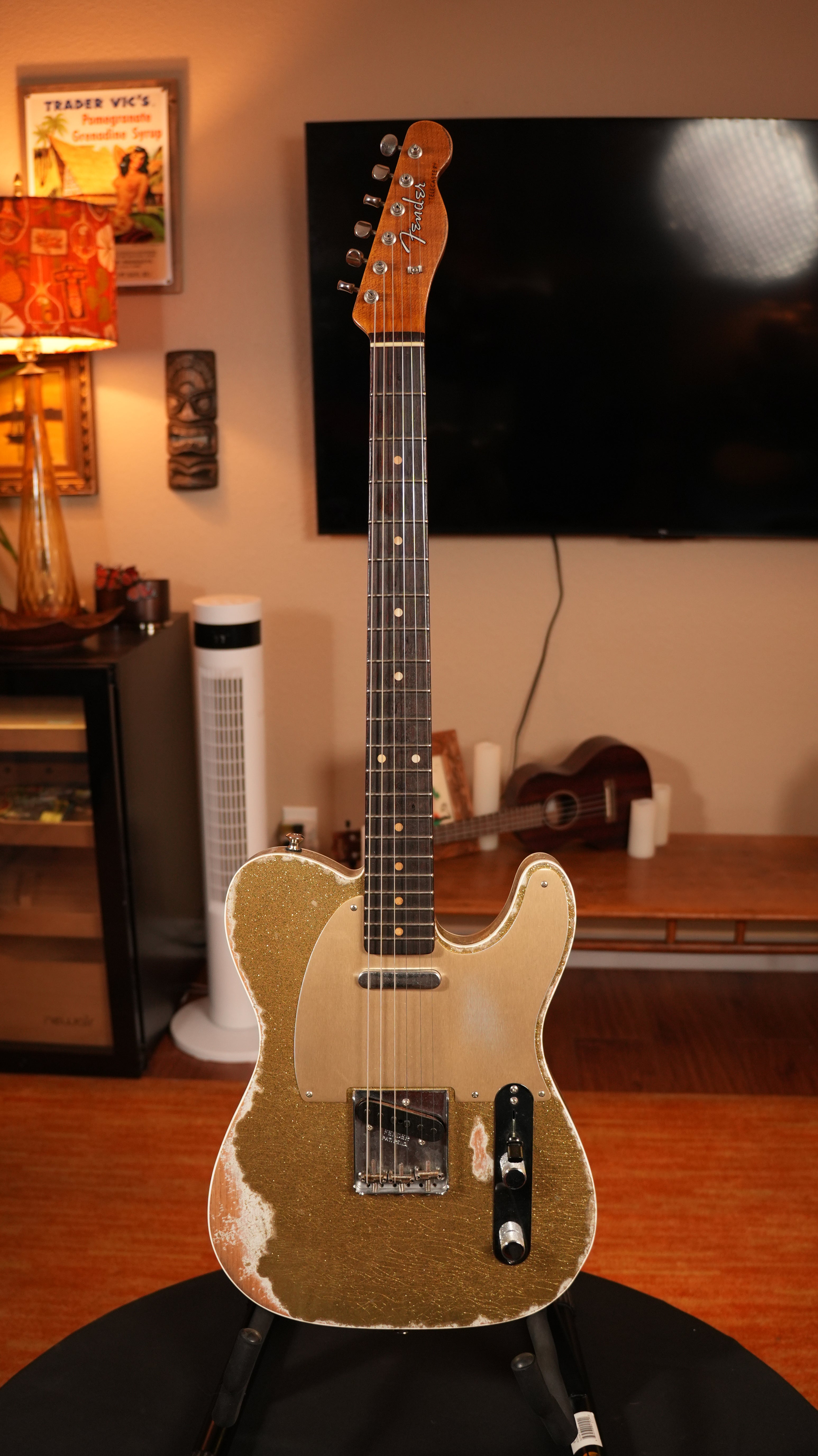 SOLD - 2022 Fender Custom Shop '52 Telecaster Heavy Relic – Gold Sparkle over Olympic White, Roasted Flame Maple Fat U Neck, 9.5"-12" Compound Radius & OHSC