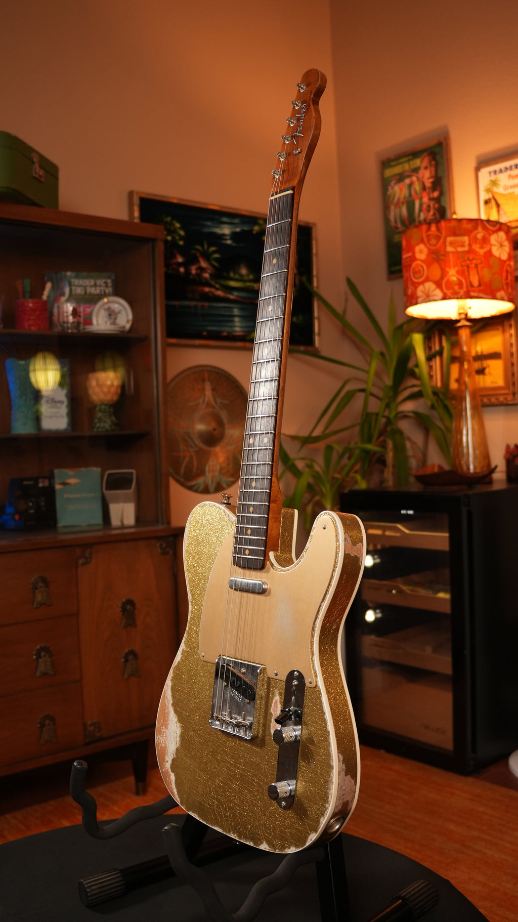 SOLD - 2022 Fender Custom Shop '52 Telecaster Heavy Relic – Gold Sparkle over Olympic White, Roasted Flame Maple Fat U Neck, 9.5"-12" Compound Radius & OHSC
