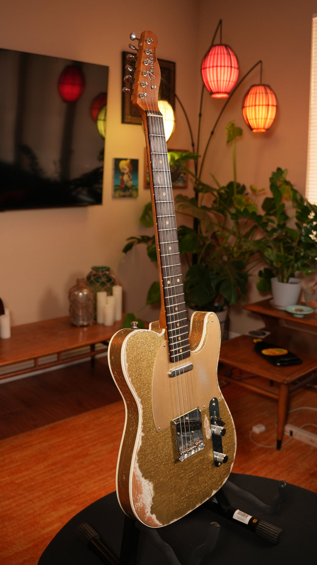 SOLD - 2022 Fender Custom Shop '52 Telecaster Heavy Relic – Gold Sparkle over Olympic White, Roasted Flame Maple Fat U Neck, 9.5"-12" Compound Radius & OHSC