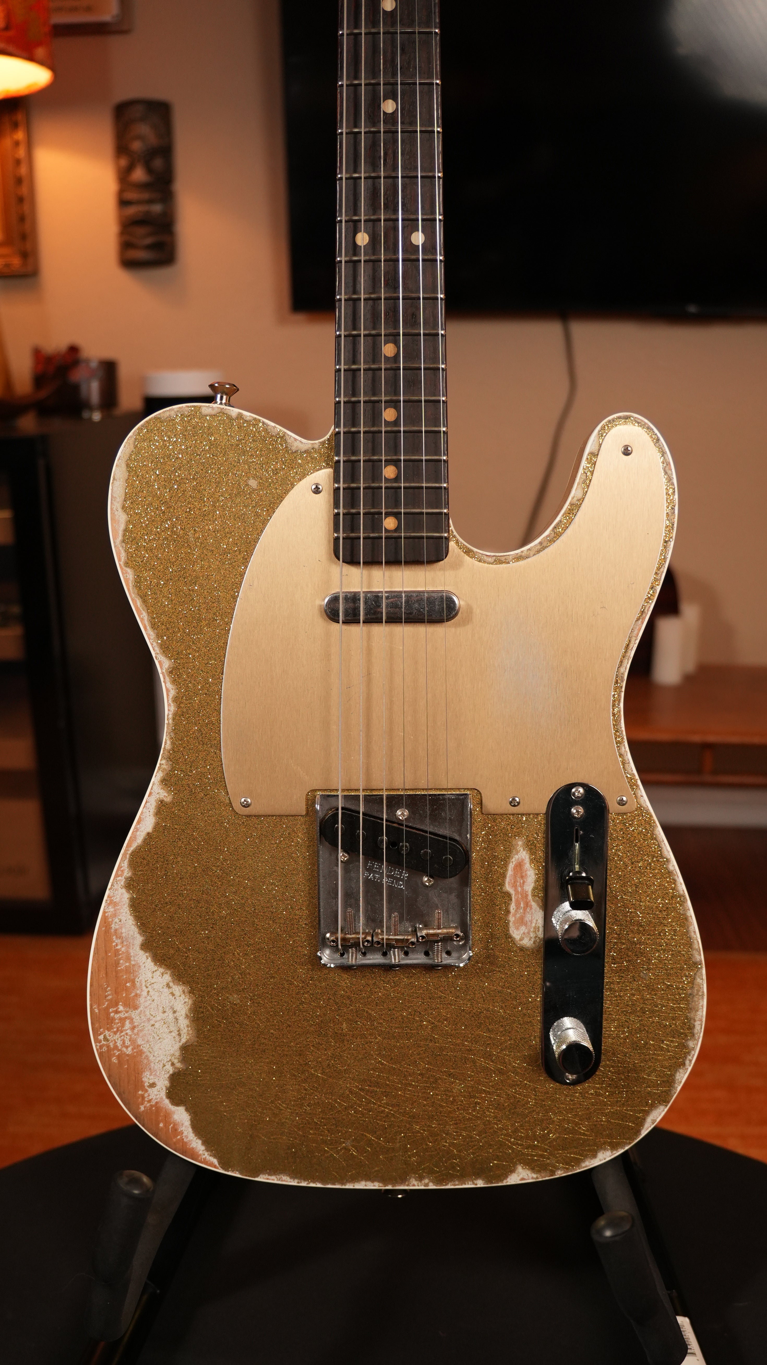 SOLD - 2022 Fender Custom Shop '52 Telecaster Heavy Relic – Gold Sparkle over Olympic White, Roasted Flame Maple Fat U Neck, 9.5"-12" Compound Radius & OHSC