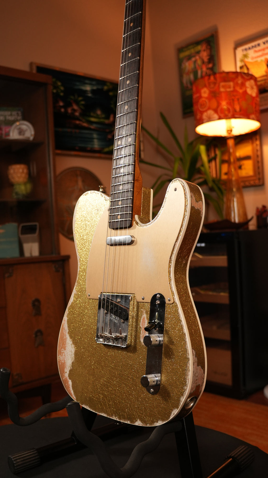 SOLD - 2022 Fender Custom Shop '52 Telecaster Heavy Relic – Gold Sparkle over Olympic White, Roasted Flame Maple Fat U Neck, 9.5"-12" Compound Radius & OHSC