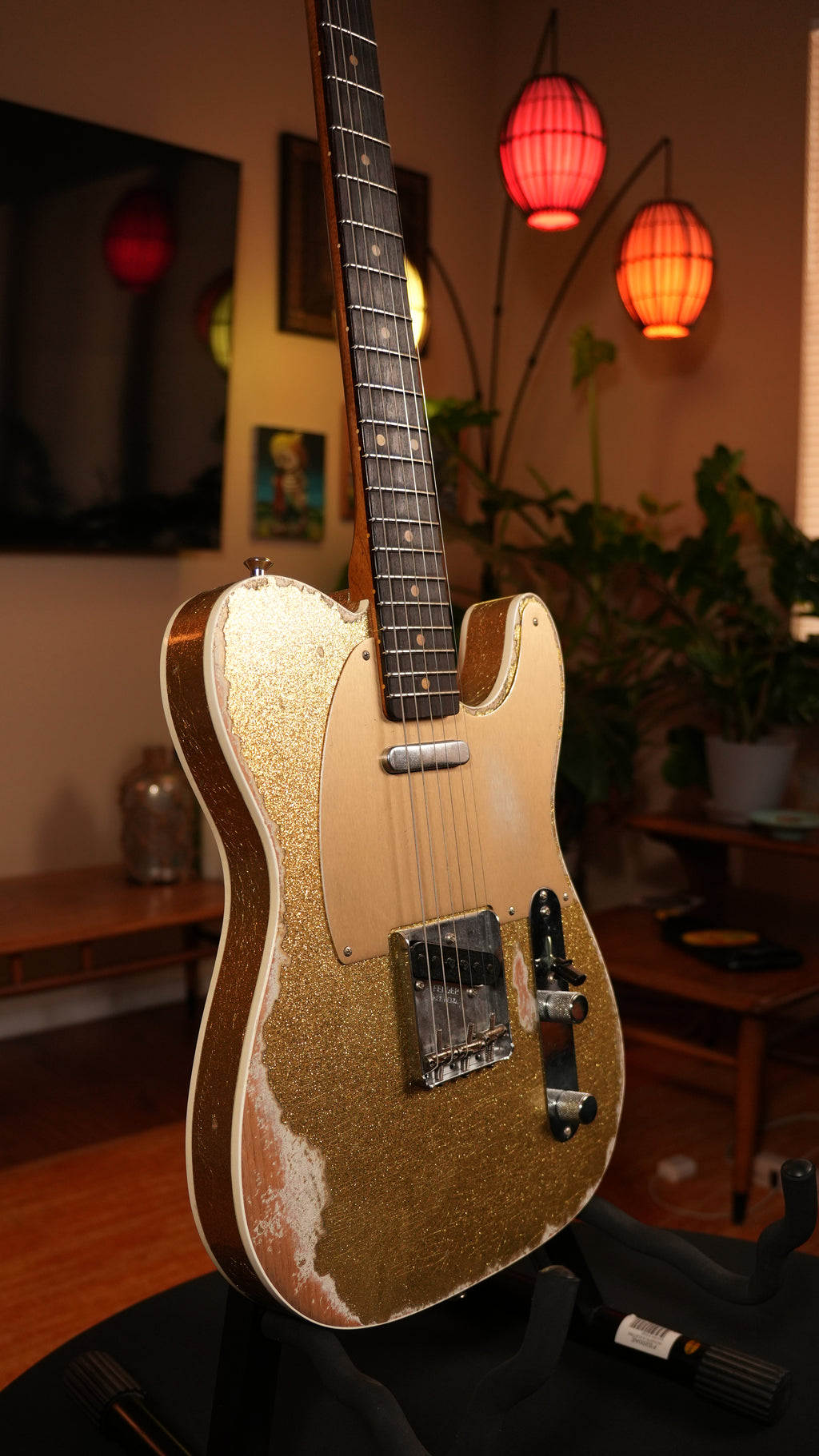 SOLD - 2022 Fender Custom Shop '52 Telecaster Heavy Relic – Gold Sparkle over Olympic White, Roasted Flame Maple Fat U Neck, 9.5"-12" Compound Radius & OHSC