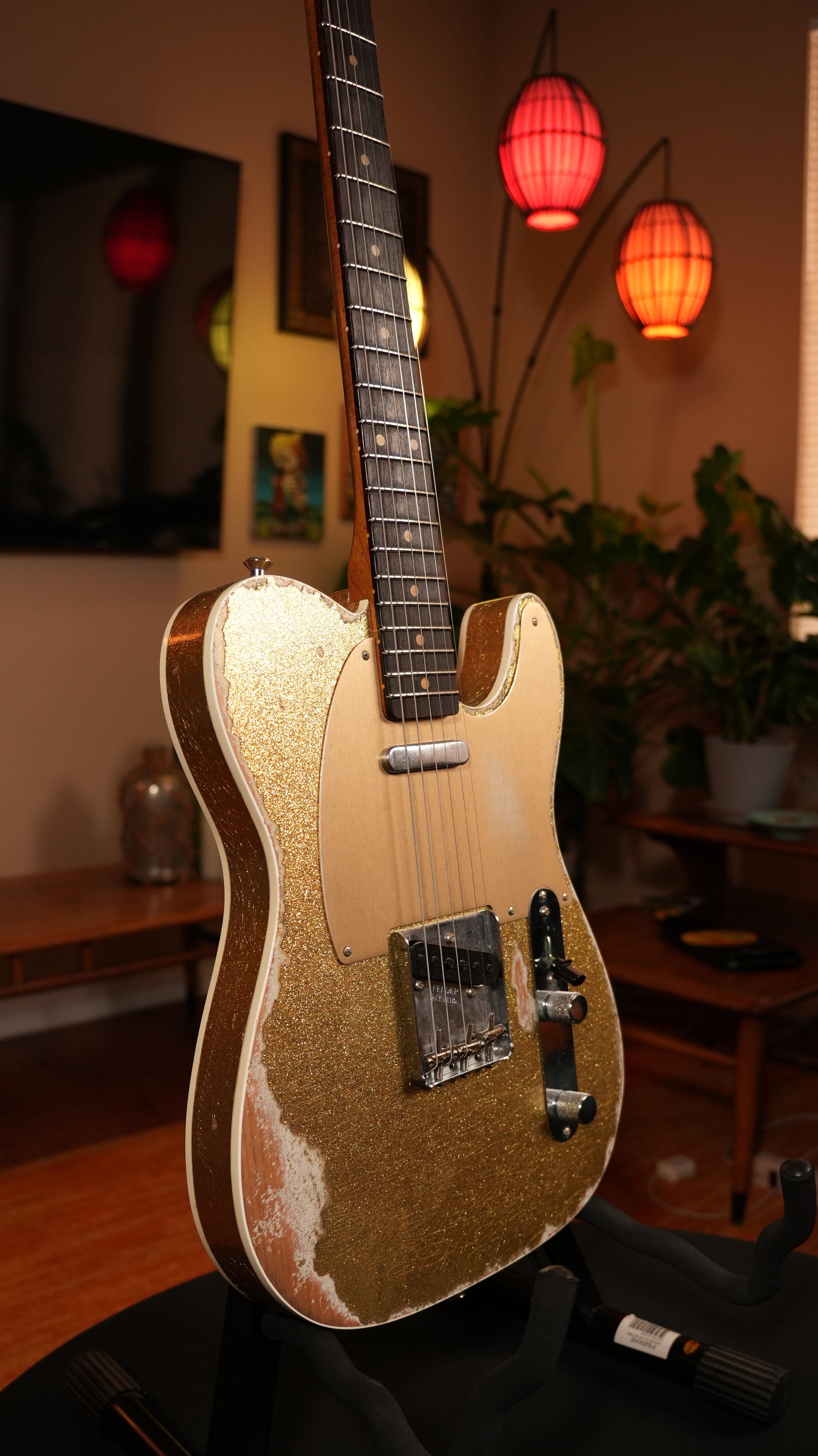 SOLD - 2022 Fender Custom Shop '52 Telecaster Heavy Relic – Gold Sparkle over Olympic White, Roasted Flame Maple Fat U Neck, 9.5"-12" Compound Radius & OHSC