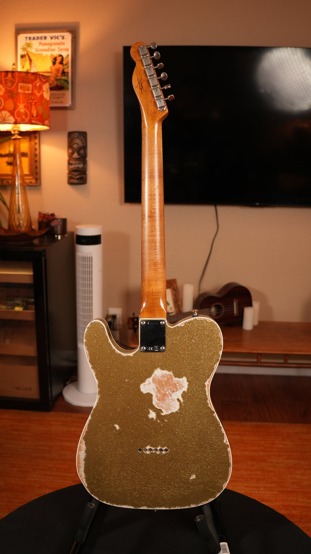 SOLD - 2022 Fender Custom Shop '52 Telecaster Heavy Relic – Gold Sparkle over Olympic White, Roasted Flame Maple Fat U Neck, 9.5"-12" Compound Radius & OHSC