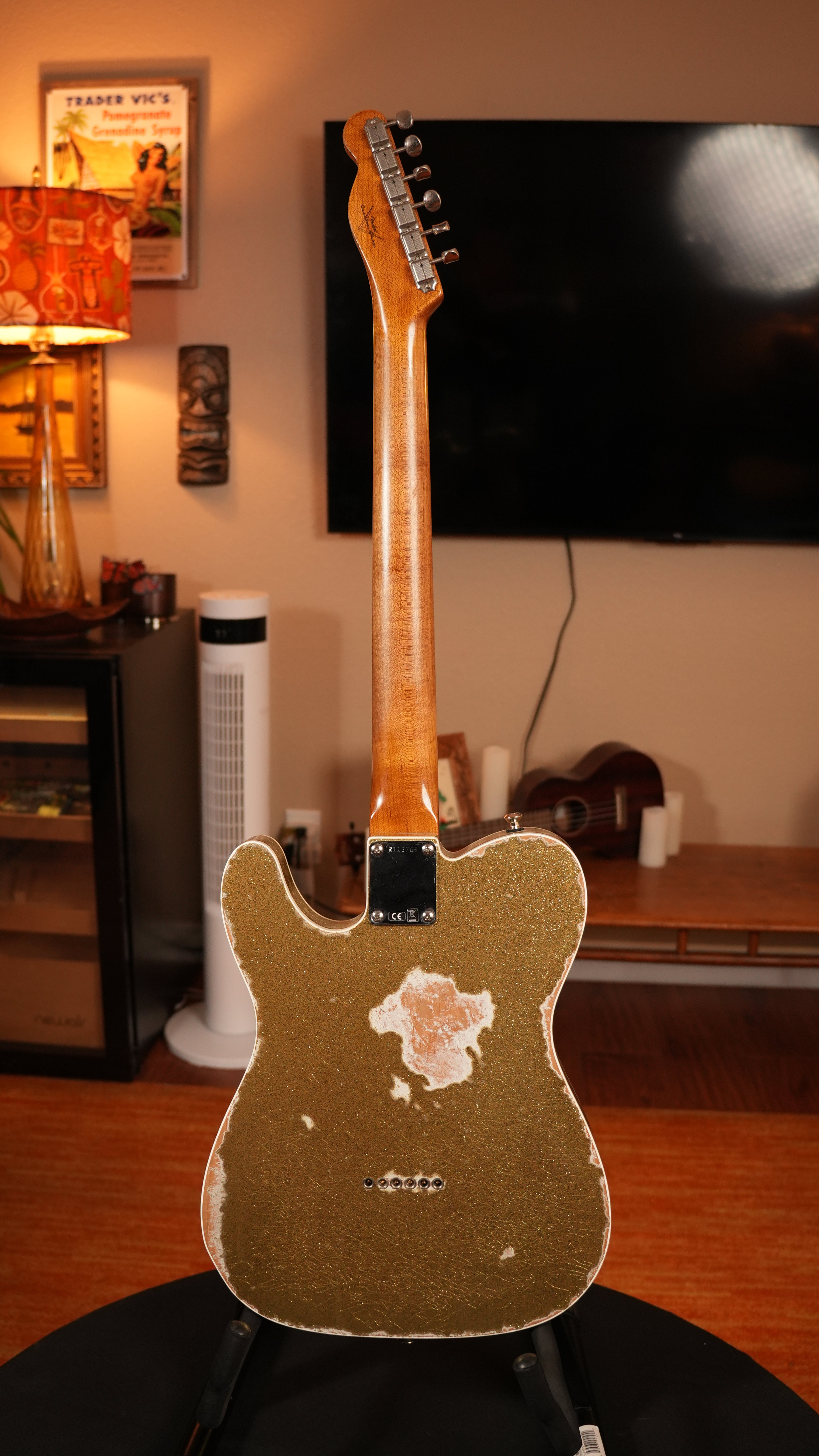 SOLD - 2022 Fender Custom Shop '52 Telecaster Heavy Relic – Gold Sparkle over Olympic White, Roasted Flame Maple Fat U Neck, 9.5"-12" Compound Radius & OHSC