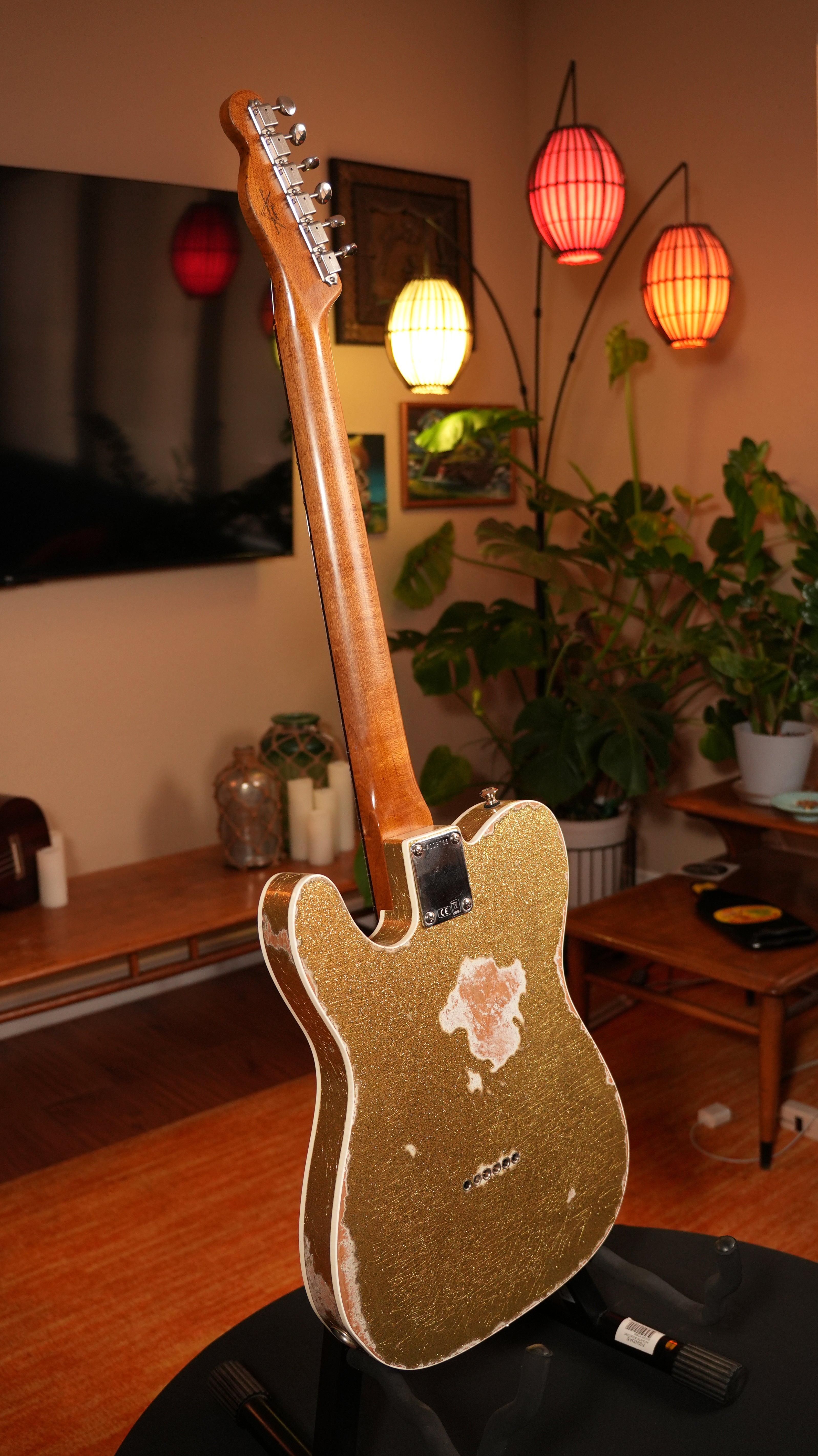 SOLD - 2022 Fender Custom Shop '52 Telecaster Heavy Relic – Gold Sparkle over Olympic White, Roasted Flame Maple Fat U Neck, 9.5"-12" Compound Radius & OHSC