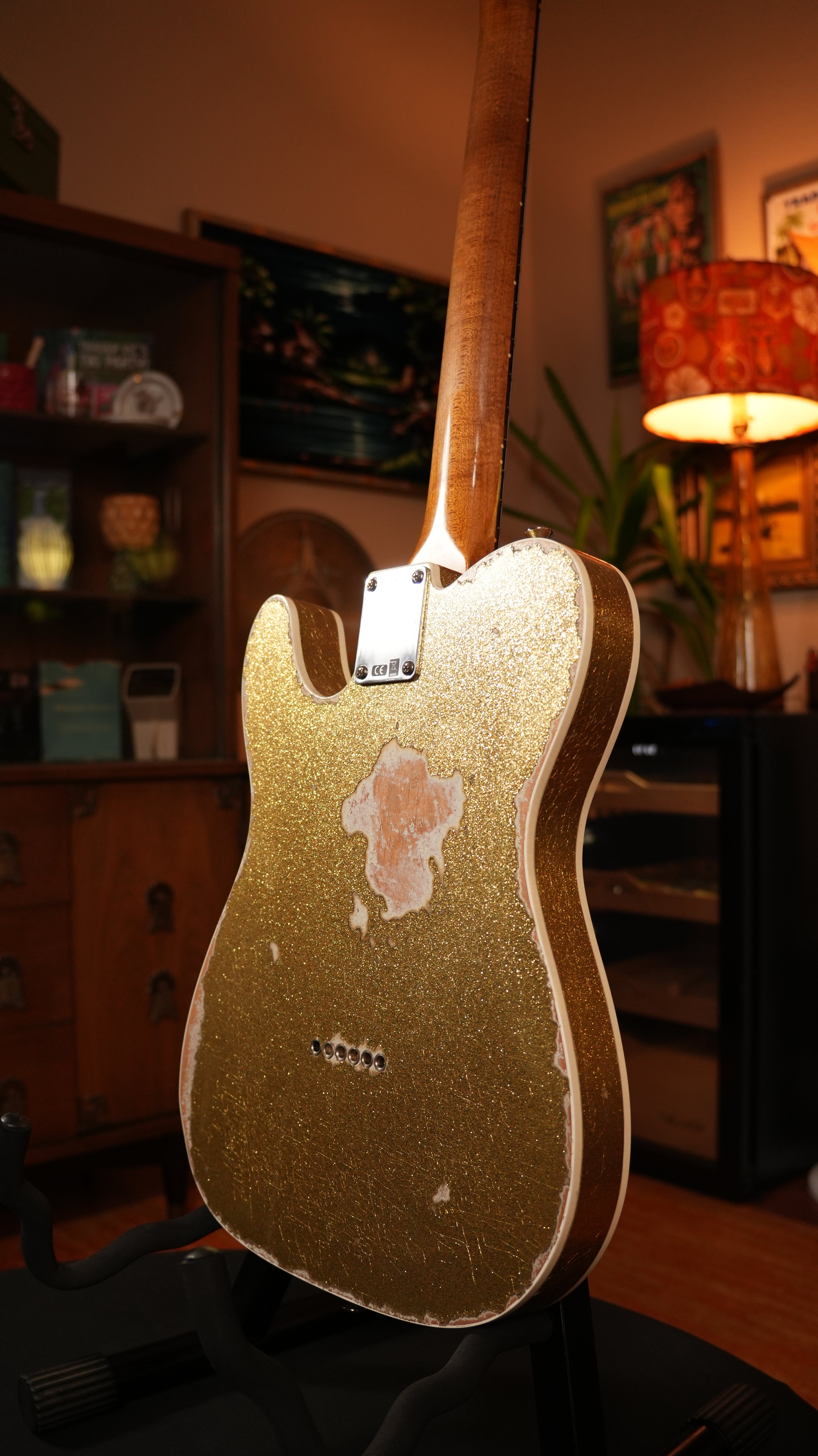 SOLD - 2022 Fender Custom Shop '52 Telecaster Heavy Relic – Gold Sparkle over Olympic White, Roasted Flame Maple Fat U Neck, 9.5"-12" Compound Radius & OHSC