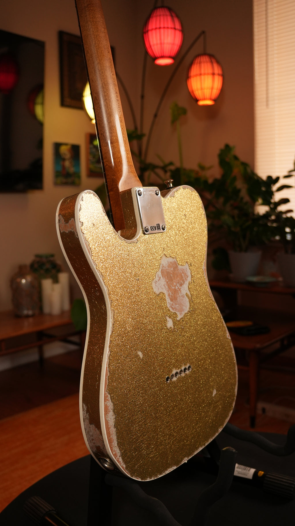 SOLD - 2022 Fender Custom Shop '52 Telecaster Heavy Relic – Gold Sparkle over Olympic White, Roasted Flame Maple Fat U Neck, 9.5"-12" Compound Radius & OHSC