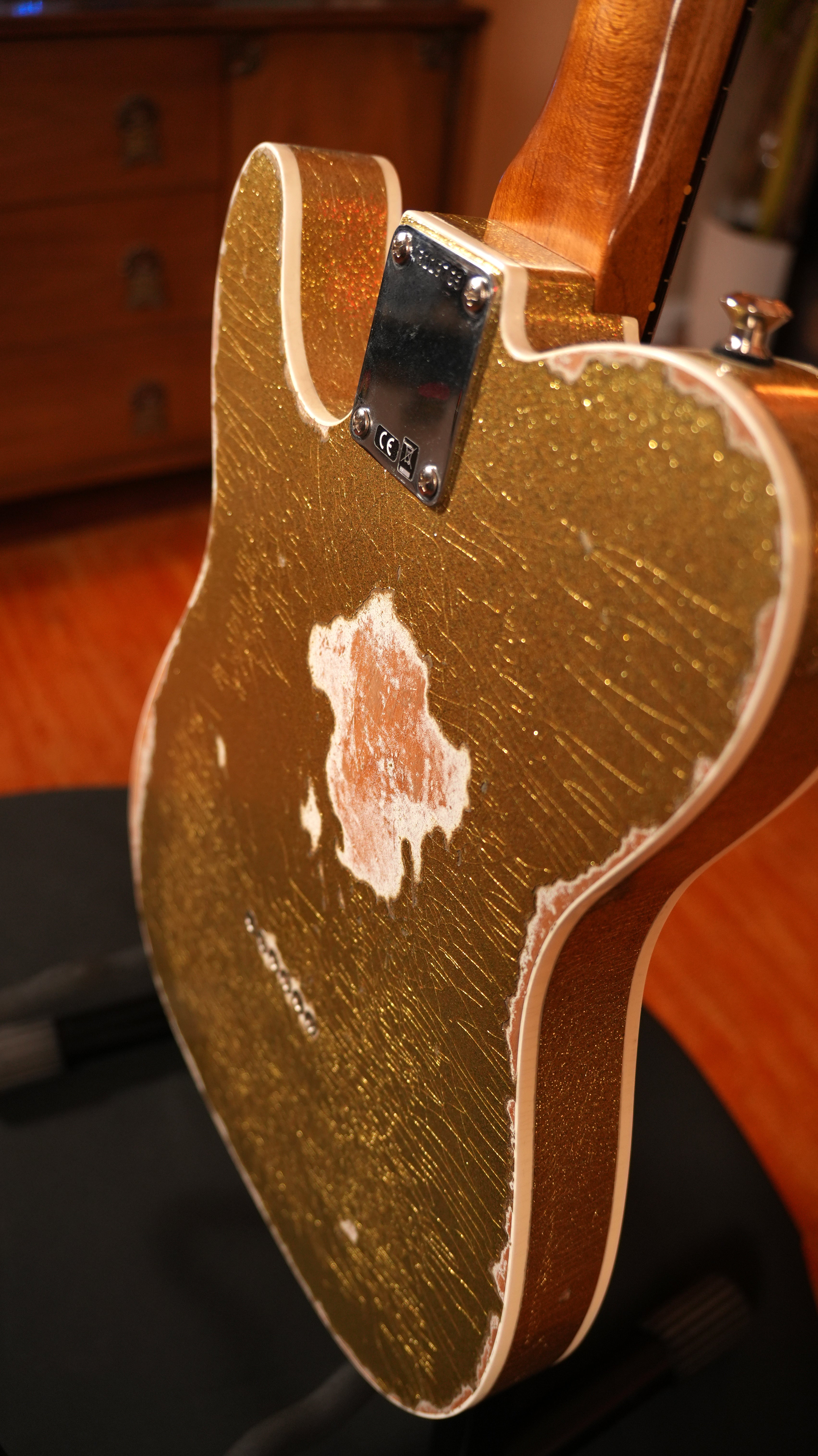 SOLD - 2022 Fender Custom Shop '52 Telecaster Heavy Relic – Gold Sparkle over Olympic White, Roasted Flame Maple Fat U Neck, 9.5"-12" Compound Radius & OHSC