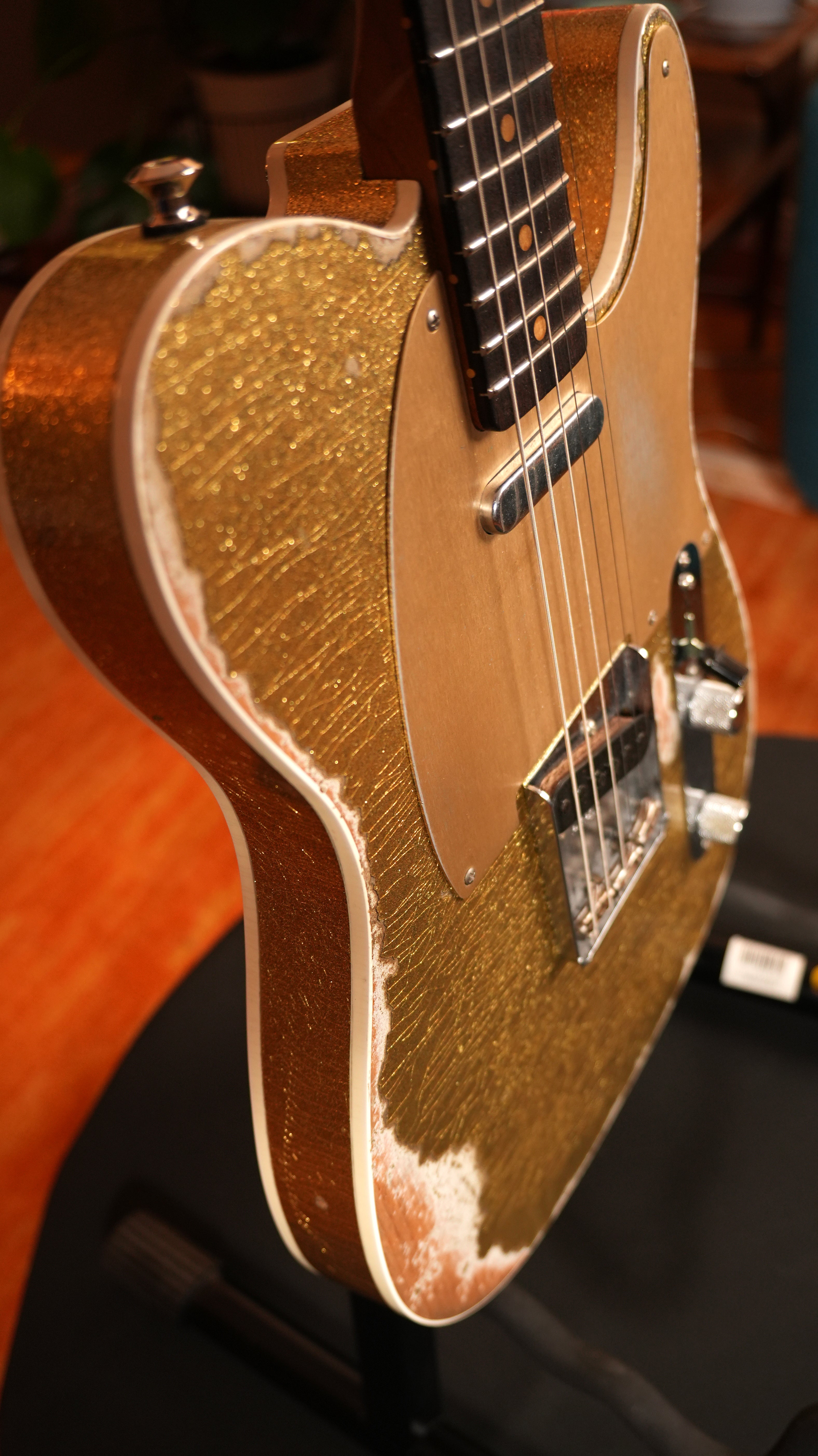 SOLD - 2022 Fender Custom Shop '52 Telecaster Heavy Relic – Gold Sparkle over Olympic White, Roasted Flame Maple Fat U Neck, 9.5"-12" Compound Radius & OHSC